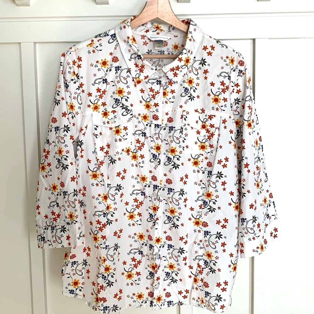 Western Style Orange and blue floral shirt